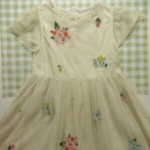 Mini Boden Girls' White Floral Applique Tulle Dress, Size 6-7 Years